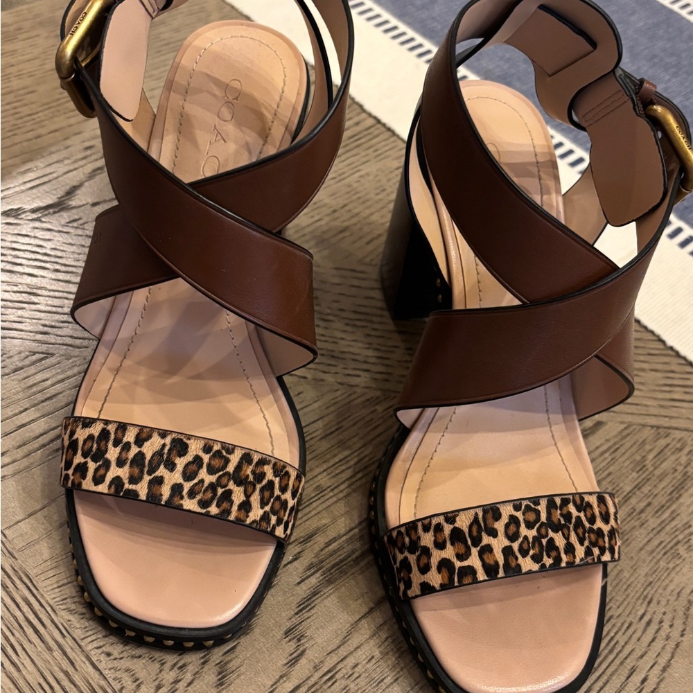 Coach Brown and Tan Heels with Animal Print